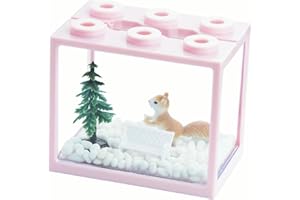 YOBIISOLUT Small Sea Monkey Tank, Stackable Mini Betta Fish Tank Tinny Aquarium Kit with Aquarium Gravel, Moss Ball Tank Shrimp Tank 0.27 Gallon Acrylic Cube Fish Bowl for Shrimp Snails