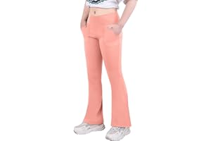 Glacspyg Dziewczęce legginsy z kieszeniami, spodnie do jogi, rozkloszowane spodnie do jogi