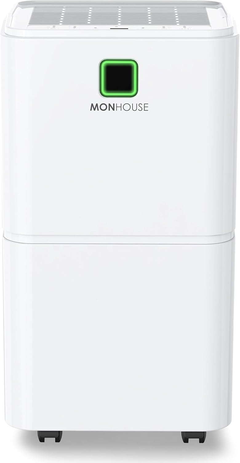 MONHOUSE Deshumidificador Digital De 12l/Dia - Modo De Reposo, Temporizador De 24 Hora - Eliminador De Moho, Humedad Y Condensacion Electrico Portatil - Absorbedor De Humedad Silencioso