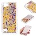 Produktbild LG Q6 2017 Hülle, LG Q6 2017 Glitzer Hülle, LG Q6 2017 Treibsand Hülle ,Carols3D Creative Spiegel Hülle Case Mode Bunten Transparente Kristallklaren Sparkly Silikon TPU Weich Back Handy Cover Schwimmenden Liquid Quicksand Bling Glitzer Fließen Flüssig Flüssigkeit Handyhülle Tasche Crystal Case Schutzhülle Etui Bumper für LG Q6 2017 - Goldener Treibsand