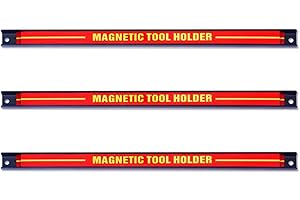 HOMFME Set of 3/6 Magnetic Tool Holder Rack, 18 Inch 46cm Heavy Duty Garage Wall Holder Strips, Space-saving Wall Mounted Screwdriver Organizer Magnetic Tool Bars for Workshop Kitchen (3 PCS)