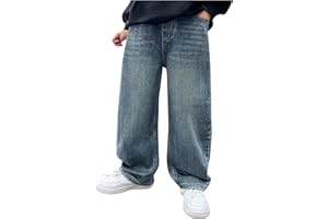 HAOLEI Pantalones Vaqueros para Niñas y Niños,Cintura Elástica Pantalón Vaquero Baggy Jeans Denim Cargo Jogging Pants Casual Pantalon Anchos de Paracaídas con Bolsillos Hip Hop Streetwear 5-15 Años