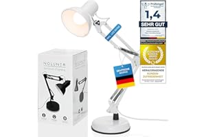 ‎GOODS+GADGETS GOODS+GADGETS Retro Arbeitsplatzlampe Leselampe Schreibtischlampe Tischlampe Arbeitsplatz-leuchte Schreibtisch-Leuchte Nachttischleuchte mit Gelenk-Arm aus Metall inkl. LED Glühbirne Weiß