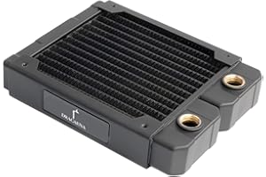 GREENDRACAENA dracaena.io 120mm - 28mm/1.1 inch Thick Computer Radiator, 14 Tubes Copper Water Cooling Cooler for CPU Heat Sink - Liquid Heat Exchanger Dual G1/4 Thread, Black