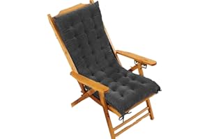 KYMMPL Sun Lounger Cushion with Ties Comfortable Garden Bench Cushion Indoor Outdoor Garden Use Sun Lounger Rocking Chair Solid Color Cushion (Black,120 * 45)