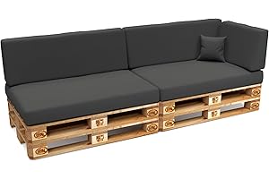 POKAR Palettenkissen Wasserabweisend Palettenauflagen mit abnehmbarem Bezug Palettenmöbel Palettensofa 6er Set: Sitzkissen 120x80 + Rückenlehne 120x40, Anthrazit