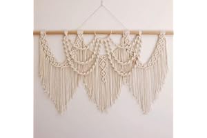CBXSF Gran Pared Colgante Macramé Decoración de Paredes Bohemias Tapiz de Macramé Encima de la Cabecera Tapices Tejidostelón de Cortina de Boda de macramé,110cm (Anchura) X 60cm (Longitud)