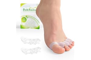 Bukihome Toe Separators, 4 Pair Soft Gel Toe Spacers to Correct Bunions, Toe Stretcher for Therapeutic Relief from Plantar Fasciitis, Foot Pain for Women & Men,Transparent Color+S