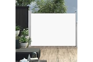 Benkeg Toldo Lateral Retráctil De Jardín Tela Crema + Cubierta De Acero Gris 100 x 500 cm, Toldo Terraza, Jardín, Balcon, Toldo De Exterior Toldo De Patio Toldo Impermeable