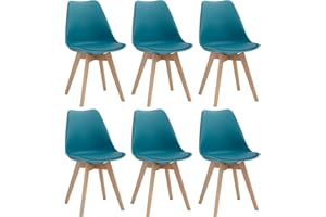 JZGORC Set di 6 Sedie da Sala da Pranzo, Sedie da Cucina Nordica, Sedie da Ufficio con Gambe in Faggio Massello per Camera da Letto, Soggiorno, Cucina - Verde Scuro