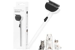 Euqvunn Dematting Comb for Cats & Dogs-One-Click Hair Release Dog Grooming Brush, Deshedding Brush for Dogs and Long Hair Pets, Removes Undercoat, Loose Hair & Mats