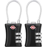 Oderra TSA Padlock 2 Units Black | 3-digit combination. Ideal for suitcases, backpacks, sports and gym lockers