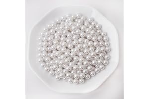 Yixuan Rotonde Perle Lucide Eleganti, 300 Pezzi 10mm Perle di Plastica da Senza Fori, Perle Finte per Riempimento Vasi, DIY, Decorazioni Matrimonio, Tavola, Casa (Bianco 10mm)