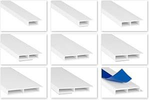 Strisce di copertura HEXIM per finestre/PVC 7mm - profili a camera cava, a scelta con nastro adesivo in schiuma (autoadesivo) e sporgenza per terminazione - 2 metri per striscia (60x7mm, HJ 204)