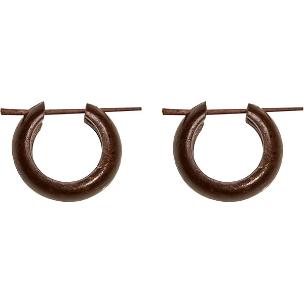 81stgeneration Orecchini a Disco Rotondi in Legno Fatti a Mano con Ganci in Argento Sterling 925 | Grandi Orecchini a Cerchio marrone | Orecchini Pendenti Mod Anni '60 con Dischi di Legno