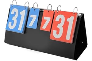 GERMERSE Alomejor Tableau d'Affichage, Spotrs Double Face 4 Chiffres Score Flipper Dessus de Table de Score de Basketball de Tennis de Table de Volley-Ball