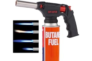 Blow Torch Head,XWFEU Kitchen Butane Torch Professional Culinary Cooking Chef Torch Head Adjustable Flame Gas Flamethrower for Creme Brulee BBQ Camping Crafts Metal Welding(Gas Canisters Not Included)
