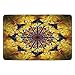 Produktbild errterfte Yellow and Blue,Mandala with Golden Floral Ornamental Psychedelic Fantasy Rays Asian Pattern,Navy Gold Flannel Microfiber Soft Absorbent Personalized Mat