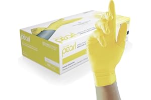 Unigloves Yellow Pearl gants d'examen en nitrile - gants jetables polyvalents, sans poudre et sans latex - boîte de 100 gants, jaune, taille S (GP0112)