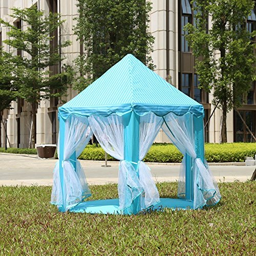 Outdoor Indoor Princess Castle Play Tents,Shayson Large Playhouse Kids For Festival Fairy Princess Castle Tent, Newest Design, Extra Large Room (Blue Tent)
