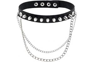 Sdhgerh Svart PU-läder choker halsband punk kedja justerbar för rock konserter