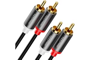 deleyCON 15m Cinch Kabel RCA HiFi Audio Kabel Ljudkabel Förgyllda Metallkontakter för Hemmabio Stereoanläggning Förstärkare H