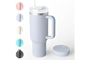 Bailkind 1182mL 40oz Botella Agua Acero Inoxidable Antifugas, Taza Termica de Acero Inoxidable Fácil de Llevar, Sin BPA, Apta Para Lavavajillas, 2 Pajita 2 Tapa con Cepillo de Limpieza-Carbón