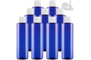 PQPAUTY 24 pièces 250ml Bleu Vide Plastique Bouteille avec Blanc Bouchon à Bascule de Lotion pour lotions crèmes gels shampooing