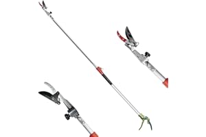 FLORA GUARD sécateur télescopique, 110 cm - 166 cm, télescopique - léger et robuste, cueilleur de fruits avec tête de lame pivotante, manche de cisaille à branches télescopique léger en aluminium