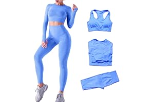 DONYKARRY 2/3set di Abbigliamento Sportivo da Palestra Senza Cuciture, Yoga Gym Leggings da Yoga a Vita alta e Reggiseno Sportivo e Top Sportivo