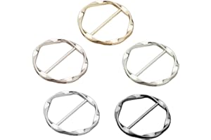 Nzexlyva 5 Pcs Silk Scarf Clips, Scarf Ring Clip for Formal Cloth, Buckle for Shawls Cinch Clips for Shirt Clips to Tighten Shirt, Clothes Knotting Buckle Ring Wrap Holder for Women Use