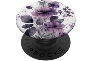 PURPLE FLOWERY WATERCOLOR FOR WOMEN & GIRLS CO Lila Lavendelblüten Blätter Blumen Floral Girly PopSockets Klebender PopGrip