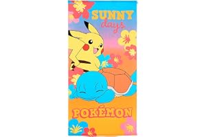 Pokémon badhandduk 70 x 140 cm, Pikachu strandhandduk barn pojkar, stor badhandduk för strand pool semester