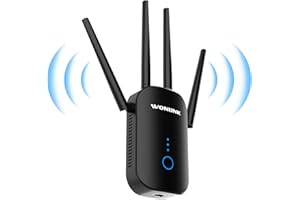 WONLINK Ripetitore WiFi Potente per Casa, 1200Mbps WiFi Extender 5GHz & 2,4GHz Dual Band Amplificatore wifi Supporta Modalità Ripetitore/Router/AP, Ripetitori con WPS, Porta Ethernet, 4 Antenne (Nero)