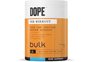 ‎BULK Bulk Dope Pre-Workout Pulver | Blue Himbeere | 3g Creatine per Serving | 200mg Caffeine | Citrulline Malate & Arginine AKG | Beta-Alanine | Energy, Focus & Performance | 510g Supplement