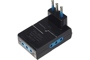 Poly Pool PP2347.1 Adattatore Salvaspazio Triplo Spina Piccola e 3 Prese 10 A Fuori Asse Nero