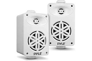 Pyle Indoor Outdoor Bluetooth Speaker Pair, 200W Waterproof 9cm 2-Way Full Range Wall Mounted System with 1.2cm Polymer Tweeter, for Home Garden Patio Boat Deck Poolside, White, PDWR35WT