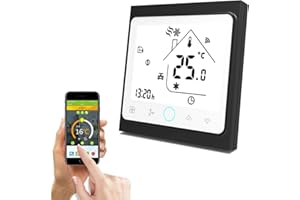 Qiumi Termostato WiFi, Controlador de Temperatura, Aire Acondicionado Inteligente, Controlador de Temperatura programable, con Pantalla LCD de 4 Tubos, Funciona con Alexa Página Principal de Google