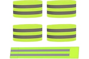 SHULLIN Lot de 4 bandes réfléchissantes réfléchissantes avec fermeture Velcro - Pour vélo, équitation, jogging, cyclisme, randonnée, moto - Vert clair