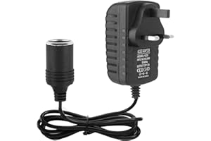 UOWW Car Power Inverters, Car Plug Adapter to UK Plug Socket 240V 2A AC Mains to 12V DC, Car Converter Socket Voltage Converter AC to DC Household Cigarette Lighter for Car MP3 Fan Dash Cam, Max Power 24W
