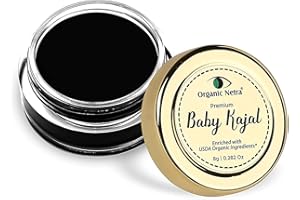 DHYAT Organic Netra® Baby Kajal - 100% Natural, Enriched with Certified Organic Ingredients, Chemical-Free Kajal, Water Resistant and Long Lasting - 8g