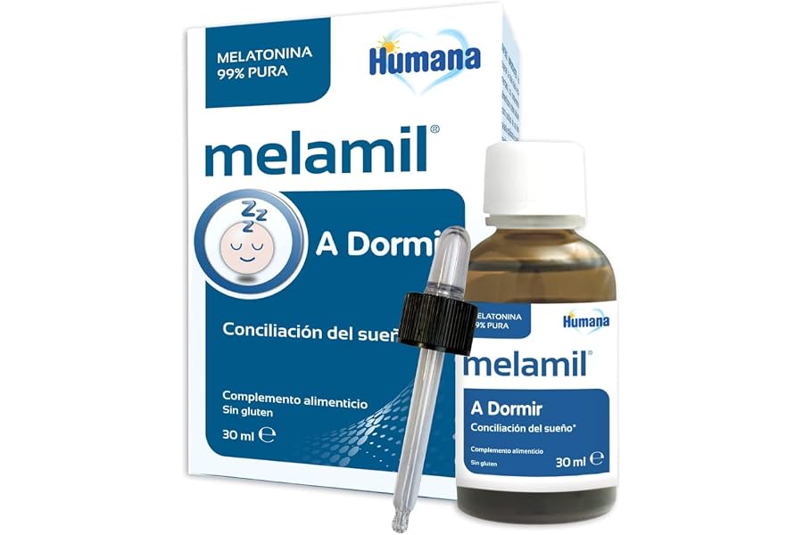 MELAMIL Humana Gotas Melatonina 1mg - Complemento Alimenticio para Ayudar a Conciliar el Sueño en Niños y Adultos - 30 ml
