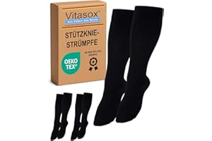 Vitasox Stützstrümpfe für Damen & Herren, 1 | 2 | 4 | 6 Paar, Stützkniestrümpfe aus Baumwolle mit Kompression für Flug, Reise, Büro und Auto, Thrombose Socken gegen geschwollene Beine