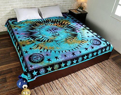Handicrunch Psychedelic Celestial Indische Zon hippie Tapestry Muur Opknoping Throw Tie Dye Hippie Hippy Boho Bohemian Tye Die Hand-doemde Window Doorway Deur Gordijn