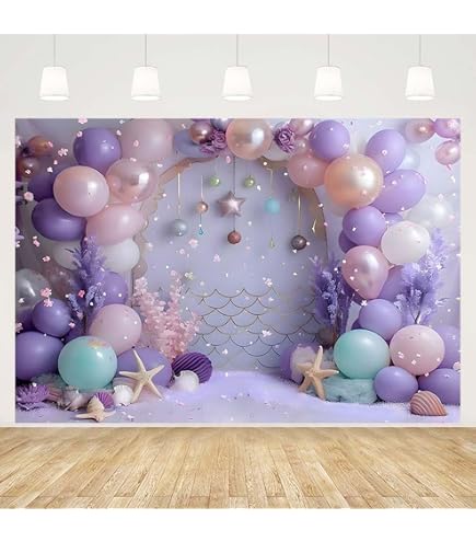 Toile De Fond Photo Sirène 2,2x1,5 M | Impression HD Sous-marin | Pour Anniversaire Fille, Baby Shower