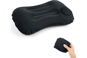Kaket Inflatable Camping Pillow - Ultralight Travel Pillow for Beach, Adults & Kids (Black)