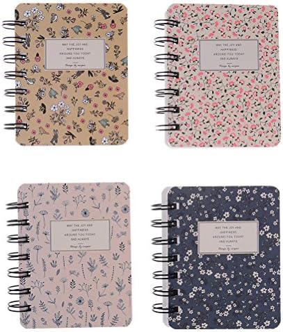 Osun 4 Pcs Cute Spiral Notebook Mini Cartoon Pattern Diary Notebook Portable Memo Pocket Notebooks Office School Supplies 10.6x8cm,2