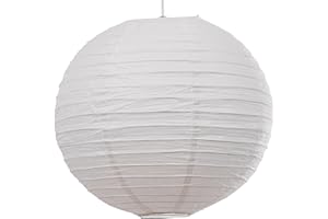LOXTON LIGHTING Quality White Round Paper Lantern Hanging Light Shade Lampshade (24inch 60cm) - Large (6724-60cm Dia')