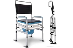 QJSZMEI Toilettenstuhl, Höhenverstellbarer Klappbarer Tragbarer Pflege Stuhl, Nachtstuhl WC-Stuhl mit rutschfeste Gummifüße, Duschstuhl Töpfchenstuhl für Ältere Behinderte Schwangere Frauen