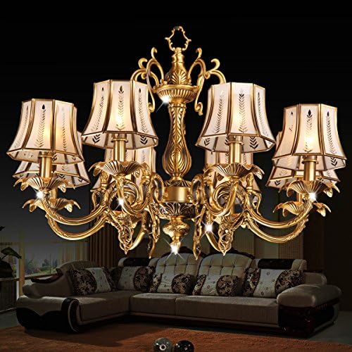 FY European copper chandelier living room bedroom dining room chandelier, Villa American brass lamp chandelier 8